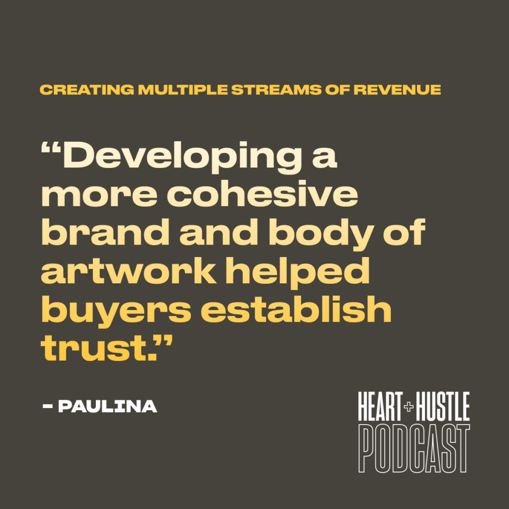 Quote image with the quote Developing a more cohesive brand and body of artwork helped buyers establish trust.